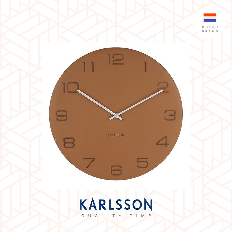 荷兰Karlsson wall clock Vigorous brown 啡色仿皮革挂钟 - 时钟/闹钟 - 人造皮革 咖啡色
