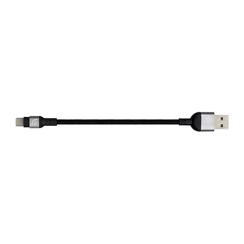 PeAk II Lightning - USB 金属编织线 20cm 灰 - 充电宝/传输线 - 其他材质 黑色