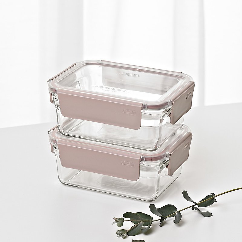 Glasslock 强化玻璃微波保鲜盒樱花粉晶透款-1020ml 二入 - 便当盒/饭盒 - 玻璃 粉红色