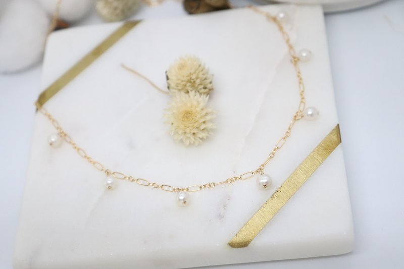 14K Gold Filled Chain White Freshwater Pearls Necklace - 项链 - 珍珠 