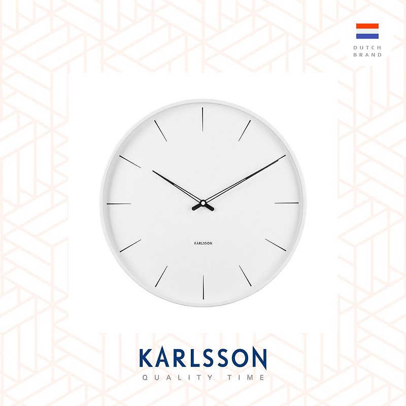 荷兰 Karlsson, Wall clock 40cm Lure white 设计师挂钟白色 - 时钟/闹钟 - 其他金属 白色