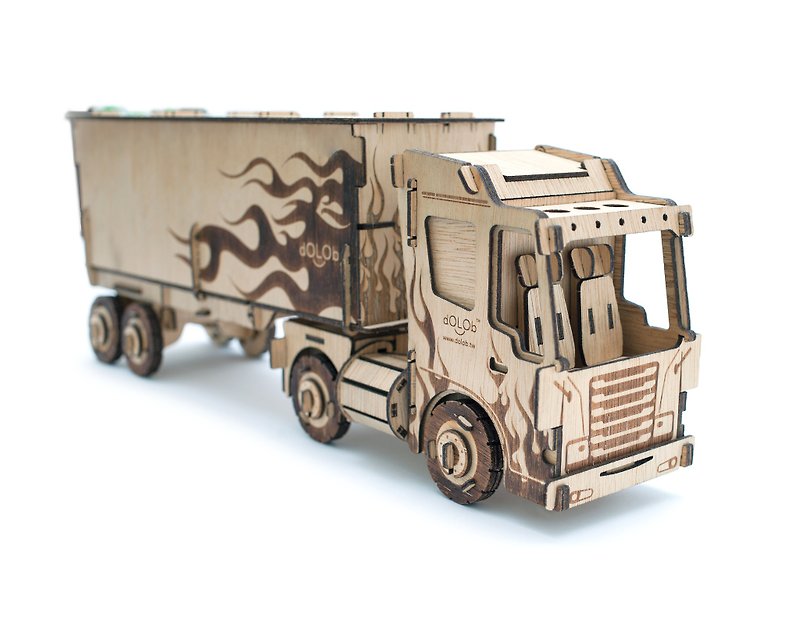 dOLOb-DIY木质-链接货柜车2件特惠组-耶诞交换礼物 - 木工/竹艺/纸艺 - 木头 卡其色