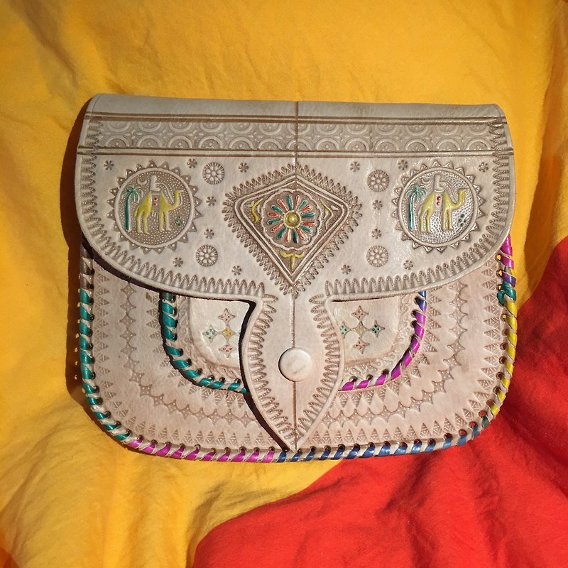 摩洛哥 手工 彩色骆驼包 - 梅克尼斯 - 侧背包/斜挎包 - 真皮 多色
