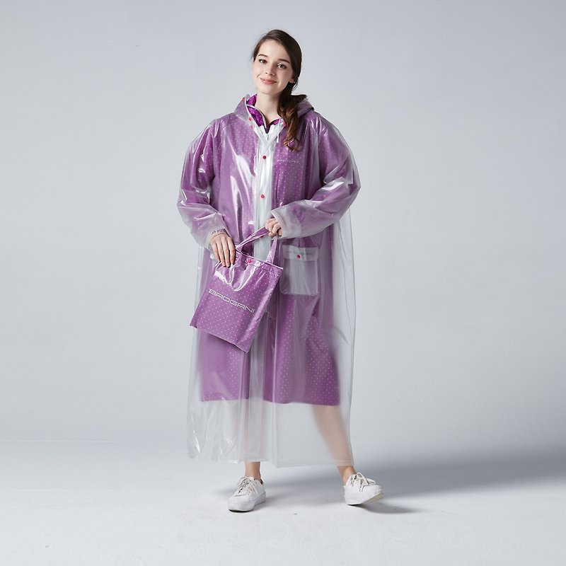 BAOGANI 双层雨衣-圆点(紫色) - 雨伞/雨衣 - 防水材质 紫色
