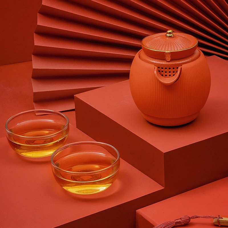故宫宫廷文化 | 步步登高茶具  一壶二杯便携茶杯  新年礼物 - 茶具/茶杯 - 陶 红色