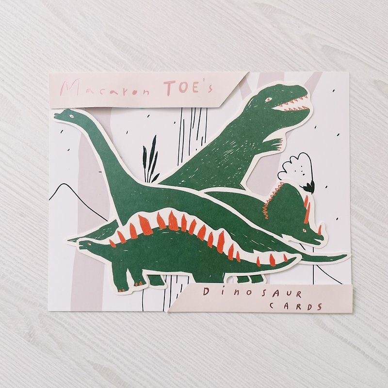 恐龙造型卡片组 4只入 - 卡片/明信片 - 纸 绿色