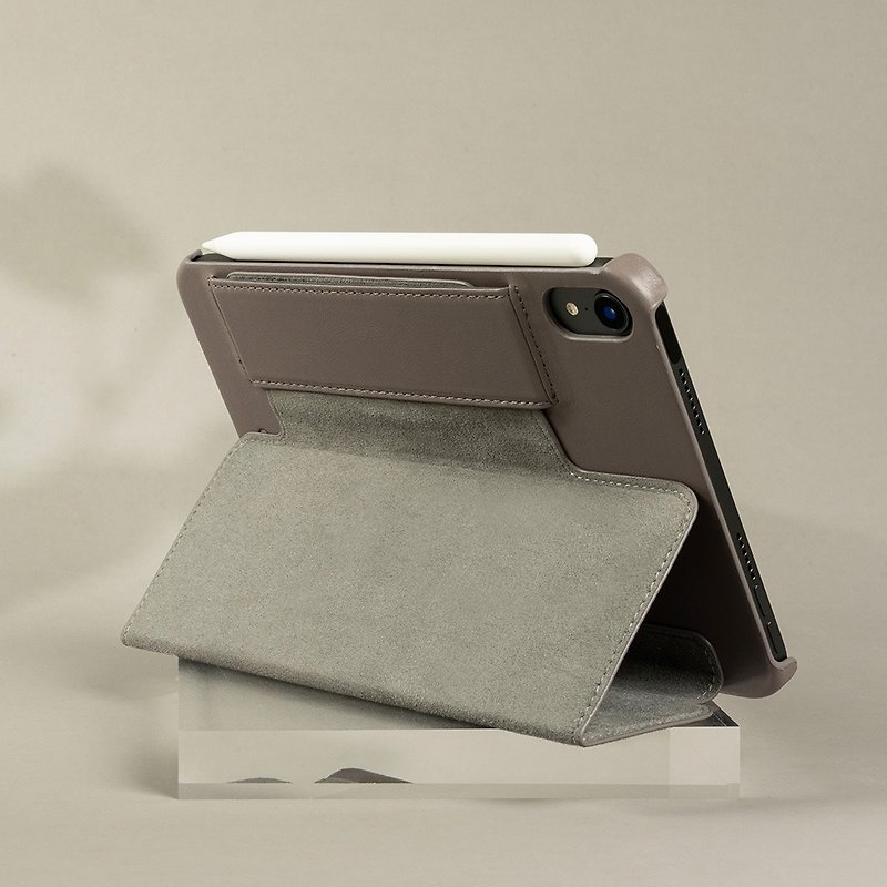 【春天来了】iPad mini 书本式皮革保护套 - 砾石灰 - 平板/电脑保护壳 - 真皮 灰色