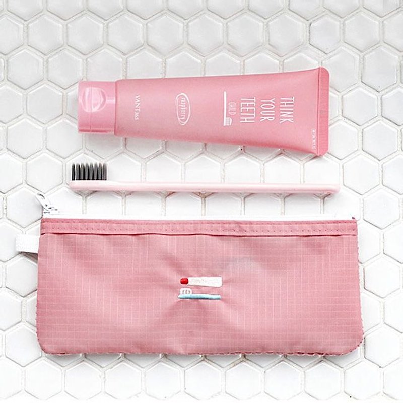 2NUL-刺绣尼龙网格盥洗袋-印度粉红,TNL84666 - 化妆包/杂物包 - 聚酯纤维 粉红色