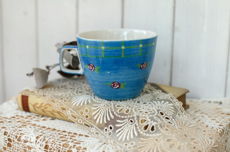 【好日恋物】荷兰vintage 蓝色手绘花纹陶瓷马克杯 - 咖啡杯/马克杯 - 陶 蓝色