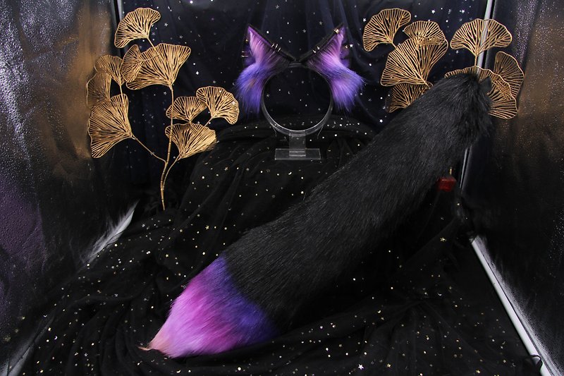 银河狐尾耳朵套装（紫色） - 其他 - 聚酯纤维 