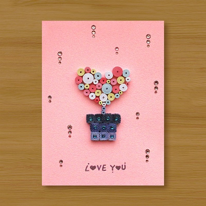 ( 2款供选择 ) 手工卷纸卡片 _ 爱恋小盆栽 Love You - 情人卡 - 卡片/明信片 - 纸 粉红色