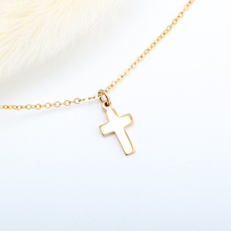 14KGF 包金 十字架 Cross クロス 项链  生日 周年 情人节 礼物 - 锁骨链 - 贵金属 金色