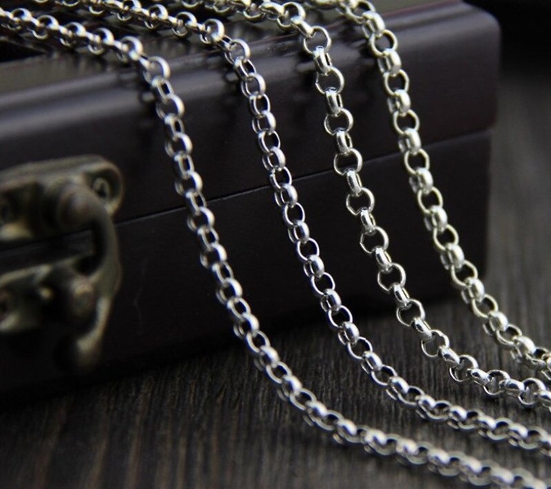 925 Sterling Silver Accesssories Jewelry Unisex O Link Chains Necklaces - 项链 - 纯银 银色