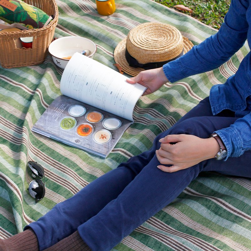 限量条纹系列轻量野餐垫(青梅竹马) - 野餐垫/露营用品 - 棉．麻 绿色