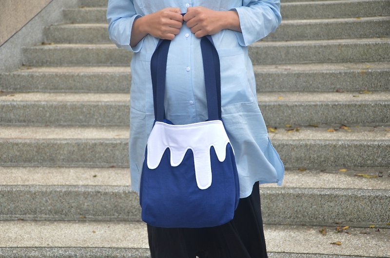 日和富士山托特包 - 手提包/手提袋 - 棉．麻 蓝色