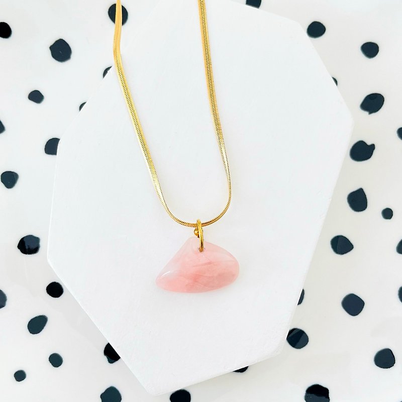 粉红晶石项链 | 天然石材| 首饰礼品 - 项链 - 宝石 粉红色