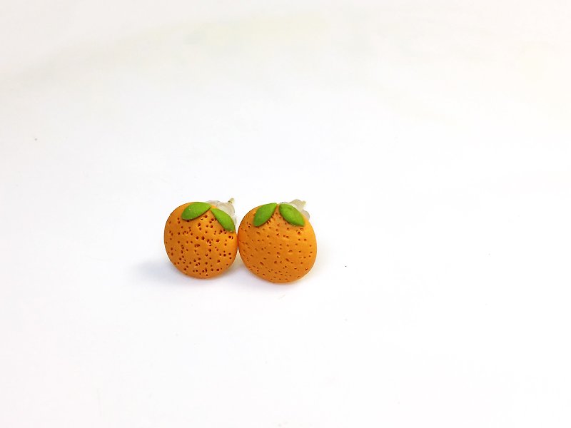 小橘子耳针 - 耳环/耳夹 - 其他材质 橘色