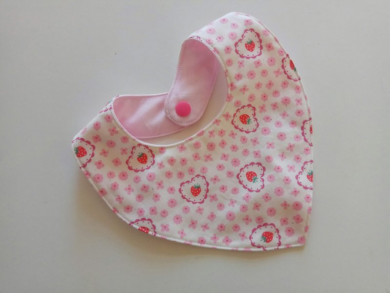 日本布 草莓 围兜 弥月礼物 宝宝围兜 婴儿围兜 口水巾 - 满月礼盒 - 棉．麻 粉红色