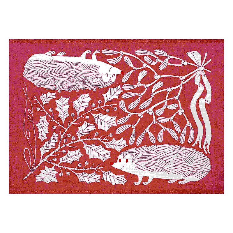 鹿儿岛睦合作款刺猬棉麻万用巾 (红) - 餐垫/桌巾 - 棉．麻 红色