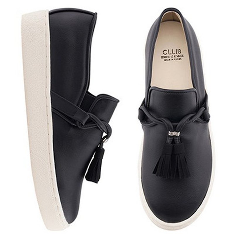 PRE-ORDER – CLLIB 扭曲流苏休闲鞋 MS4382 BLACK - 女款休闲鞋 - 人造皮革 黑色