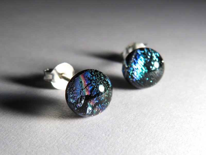 珠宝琉璃纯银耳针 / 冰柱 - 耳环/耳夹 - 玻璃 蓝色