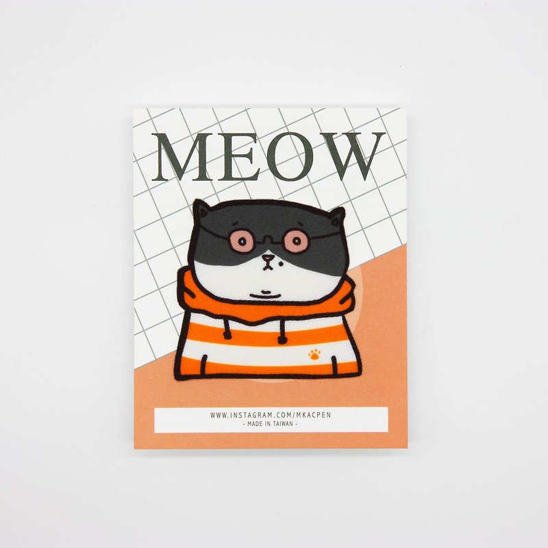 【烫片贴纸】Meow系列-奔驰猫/橘/Patch sticker熨烫贴/绣片/布章 - 徽章/别针 - 聚酯纤维 橘色