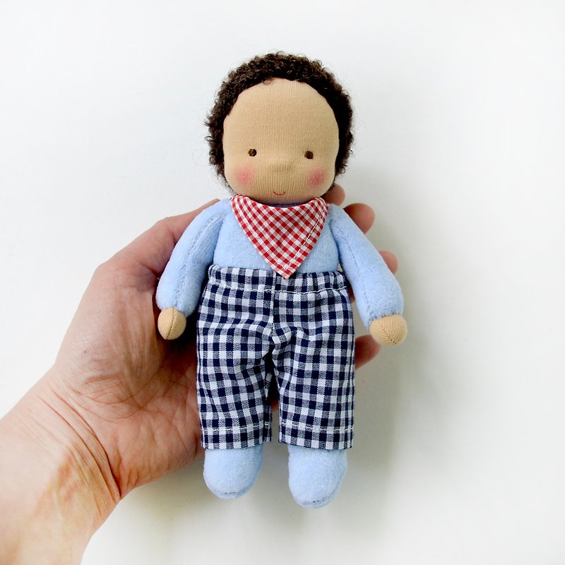 Waldorf doll pocket doll 7 inch (18 cm) tall. - 玩具/玩偶 - 环保材料 蓝色