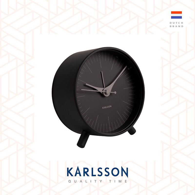 荷兰Karlsson alarm clock Index black黑色设计师闹钟(带小夜灯) - 时钟/闹钟 - 其他金属 黑色