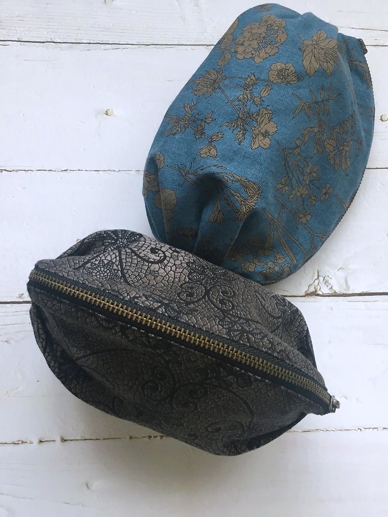 泡芙拉链包 | 古典色系 - 化妆包/杂物包 - 棉．麻 黑色