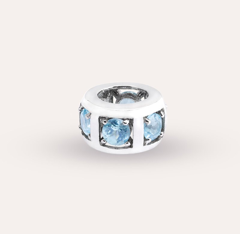 AND 磷灰石 蓝色 圆形 4mm 坠子 经典系列 Hover d天然宝石 珠 - 手链/手环 - 银 蓝色