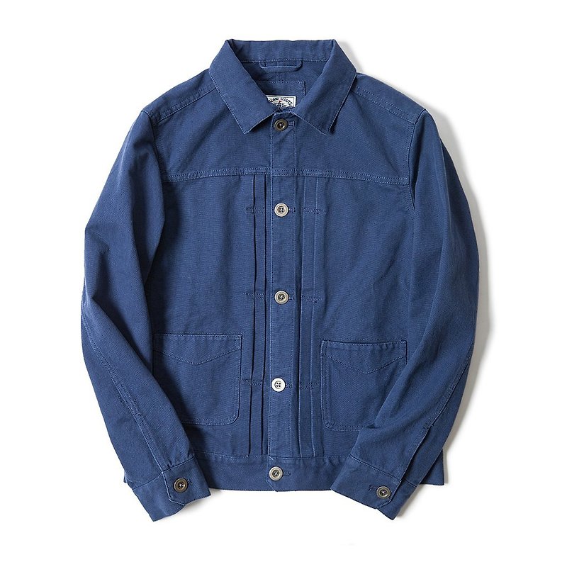 ISLAND SCOUTS 古董布料系列 -高密度yarn dyed 帆布trucker 外套 - 男装外套 - 棉．麻 蓝色