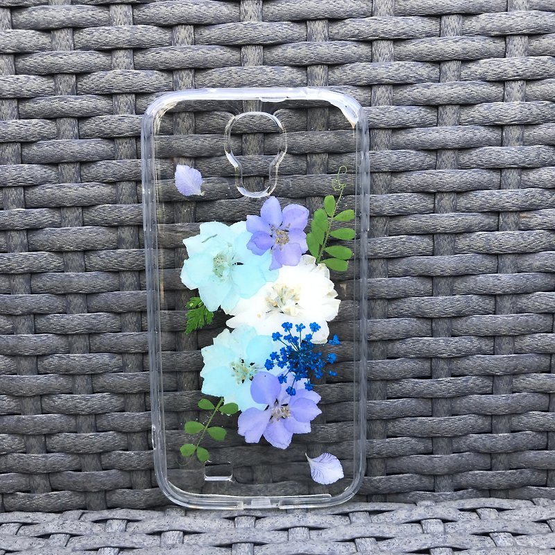Samsung Galaxy S4 手机壳 Dry Pressed Flowers Case 押花 干燥花 叶子 蓝色压花 029 - 手机壳/手机套 - 植物．花 蓝色