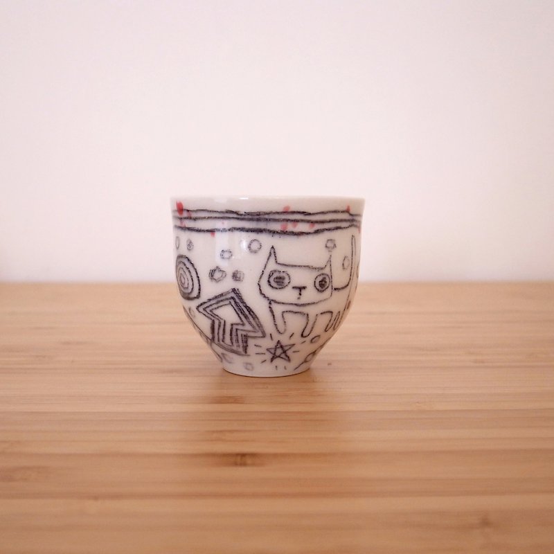客制 1＋1 陶瓷手工手绘 茶杯 - 茶具/茶杯 - 瓷 白色