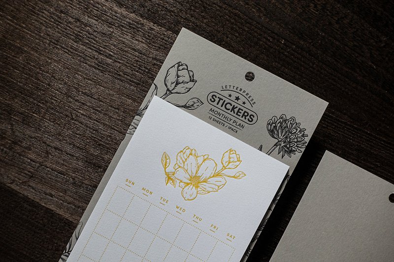 活版印刷 植物系列手账日程贴纸 / 黄色 - 贴纸 - 纸 黄色