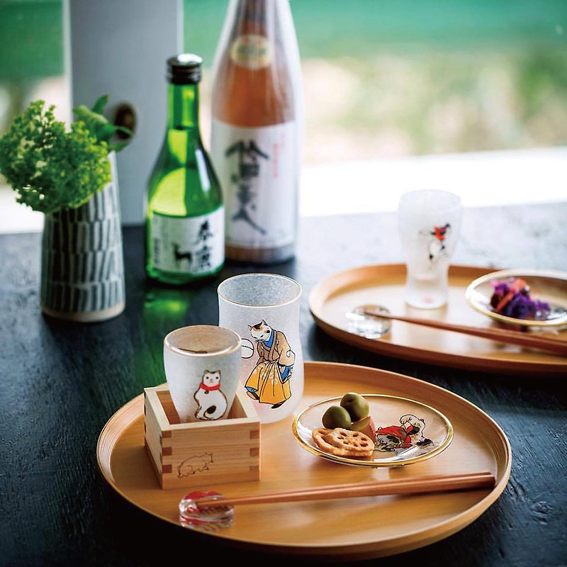 【新品上市】日本ADERIA 江户猫啤酒杯三件组(木盒礼盒组) - 水壶/水瓶 - 玻璃 透明