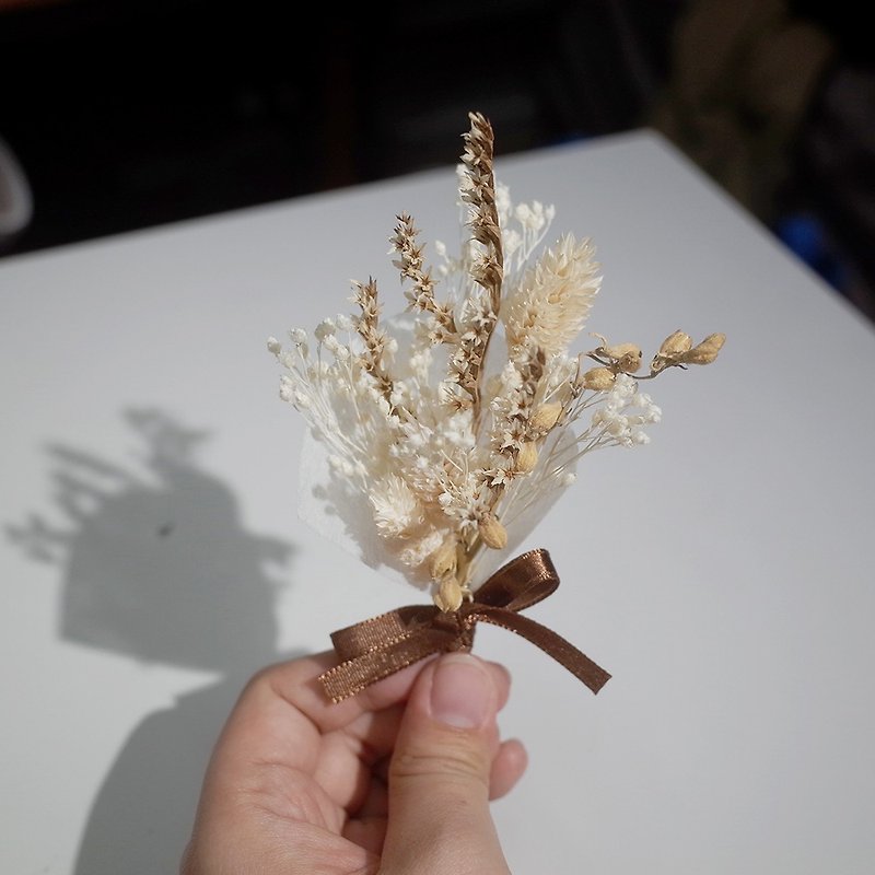 【Q-cute】干燥花小胸花系列-复古风 - 胸针 - 植物．花 白色