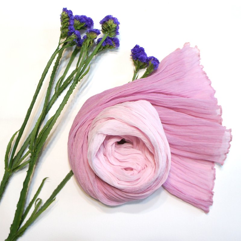 植物染丝巾-岸边花海 - 丝巾 - 丝．绢 紫色