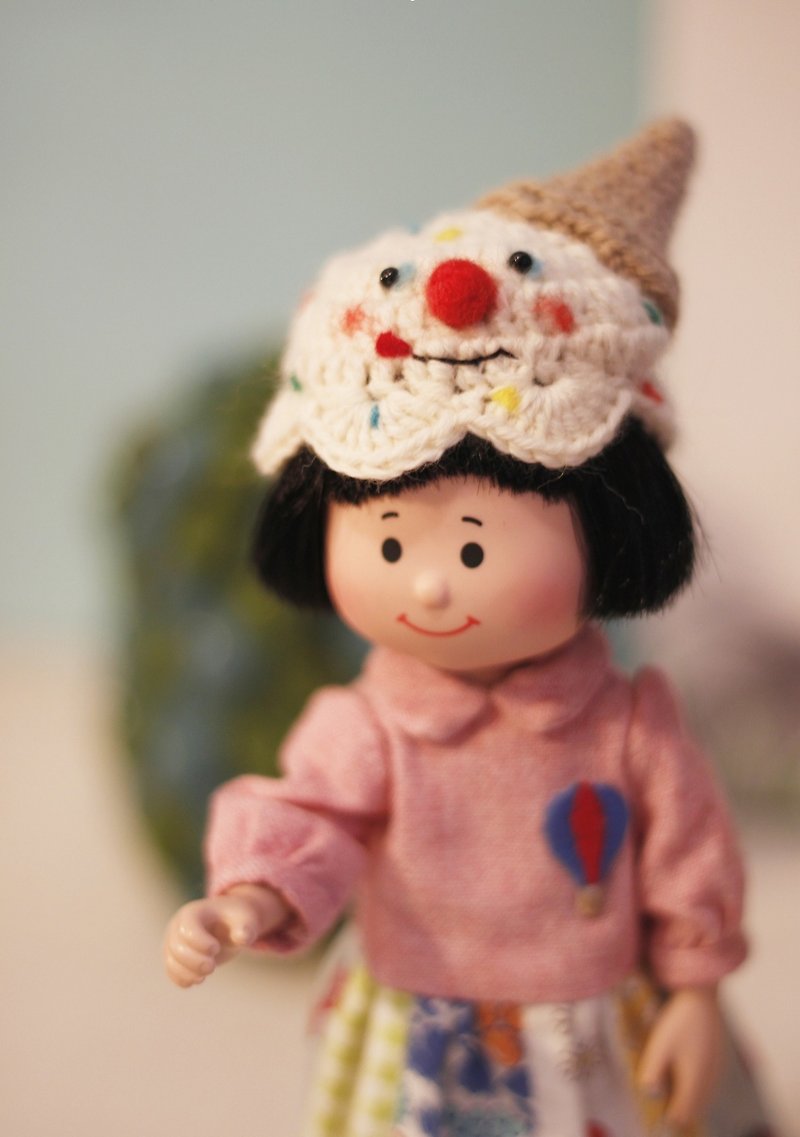 Licca莉卡、烂草莓小头娃尺寸手工编织冰淇淋娃帽 - 帽子 - 羊毛 多色