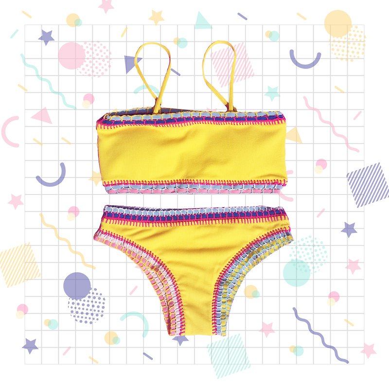Crochet Yellow bikini - 女装泳衣/比基尼 - 棉．麻 黄色