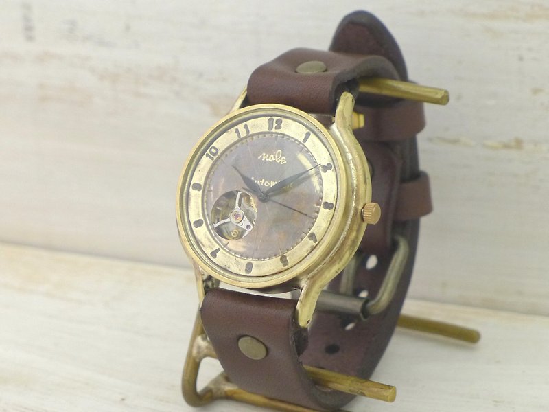 手作り腕時計 自動巻きオープンハート 36mmBrass(真鍮) アラビア数字 手作り腕時計 (BAM060アラビア) - 女表 - 铜/黄铜 金色