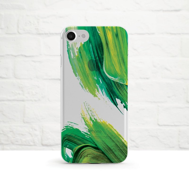 油彩，绿- 防摔透明软壳-  iPhone 8, iPhone 7, iPhone 7 plus, iPhone 6, iPhone SE, Samsung - 手机壳/手机套 - 橡胶 绿色