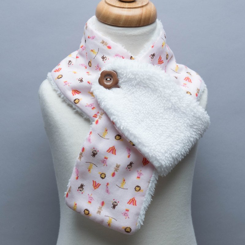 两段式围巾-马戏团 儿童 幼儿 婴儿 围巾 外套 保暖 - 围嘴/口水巾 - 棉．麻 粉红色