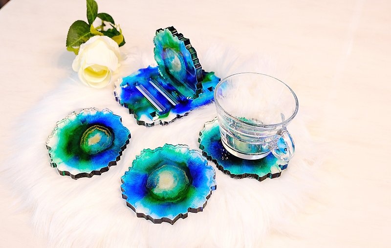 Azure Translucent Coaster  (Set) - 杯垫 - 树脂 