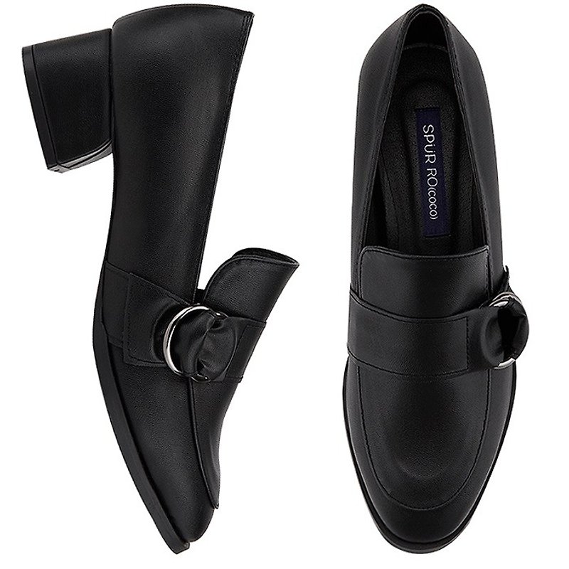 PRE-ORDER – SPUR 复古环扣中跟鞋 LF7012 BLACK - 高跟鞋 - 真皮 黑色