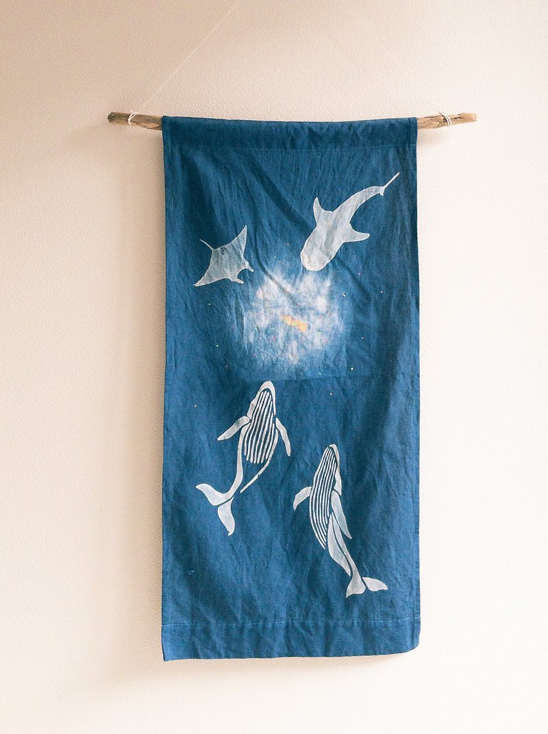Ocean plastics Whale shark  Tapestry Aizome JAPANBLUE 藍染タペストリー 鯨 shibori SDGs - 墙贴/壁贴 - 棉．麻 蓝色