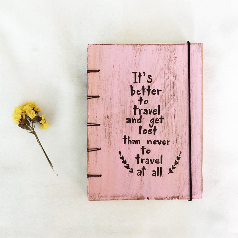 Pink Vintage notebook handmadenotebook diaryhandmade wood  筆記本 - 笔记本/手帐 - 木头 粉红色