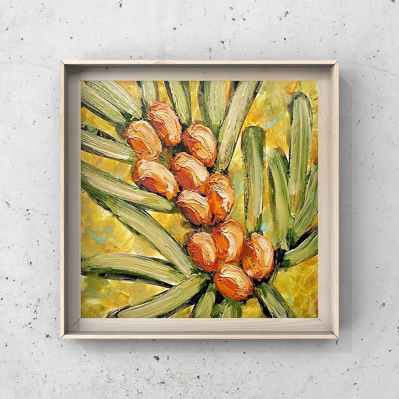 沙棘油画 6 英寸沙棘沙棘海莓艺术 - 海报/装饰画/版画 - 其他材质 橘色