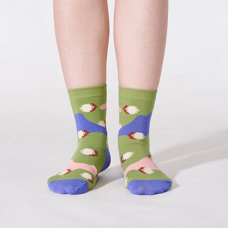调色板 3:4 /绿/ 袜子 - 袜子 - 棉．麻 绿色