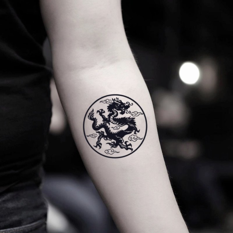 OhMyTat 小龙刺青 Asian Dragon 图案纹身贴纸 (2 张) - 纹身贴 - 纸 黑色
