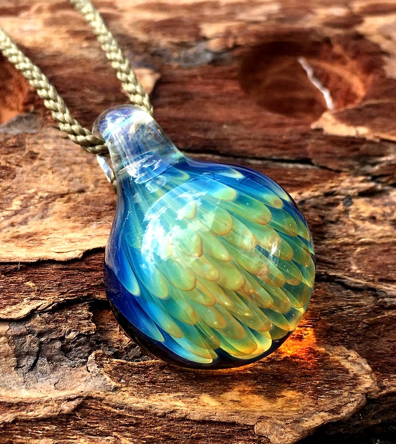 玻璃 项链 蓝色 - boroccus droplet tear type glass pendant